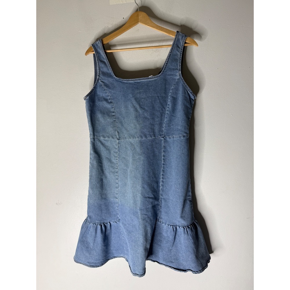 Nanette Lepore Denim Dress L Tank Tunic Blue Boho